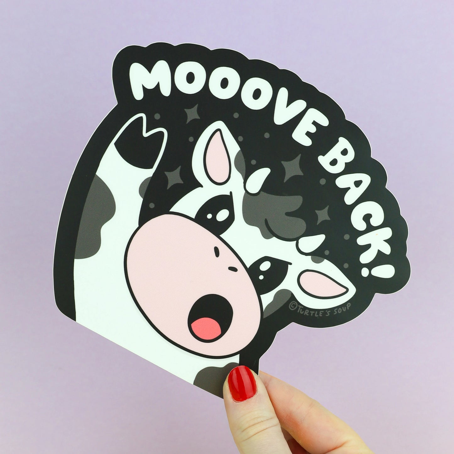 'Mooove Back!' Funny Cow Car Window Sticker | Cute & Aesthetic Vinyl Decal