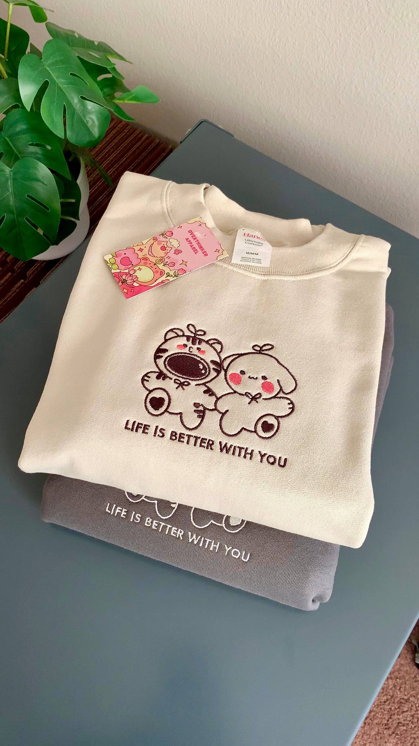 ‘Life Is Better With You’ Embroidered Oversized Crewneck