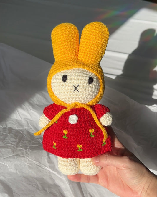 Miffy Crochet Plush Toy - Tulip Red Dress with Yellow Hat