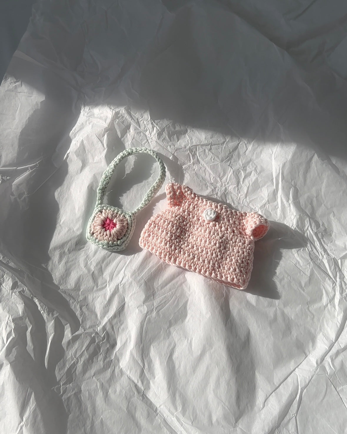 🌸 Miffy Crochet Plush – Pink Dress & Blue Flower Bag | Handmade Amigurumi Stuffed Bunny