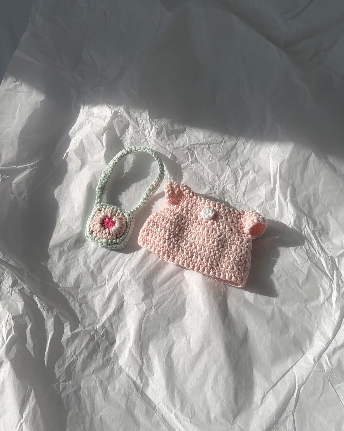 Miffy Crochet Plush Toy - Pink Dress + Blue Flower Bag