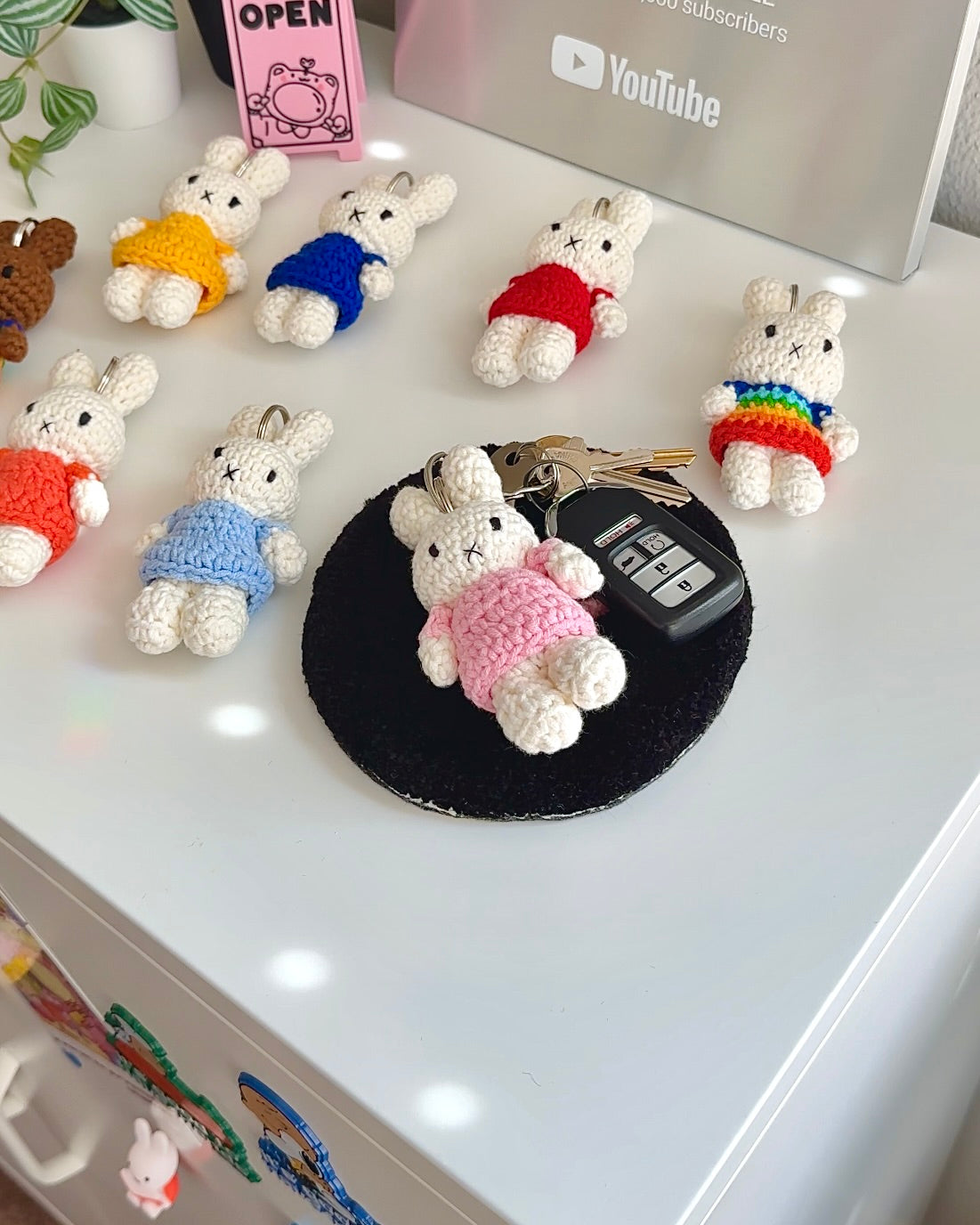 Miffy Crochet Plush Keychains - Baby Pink