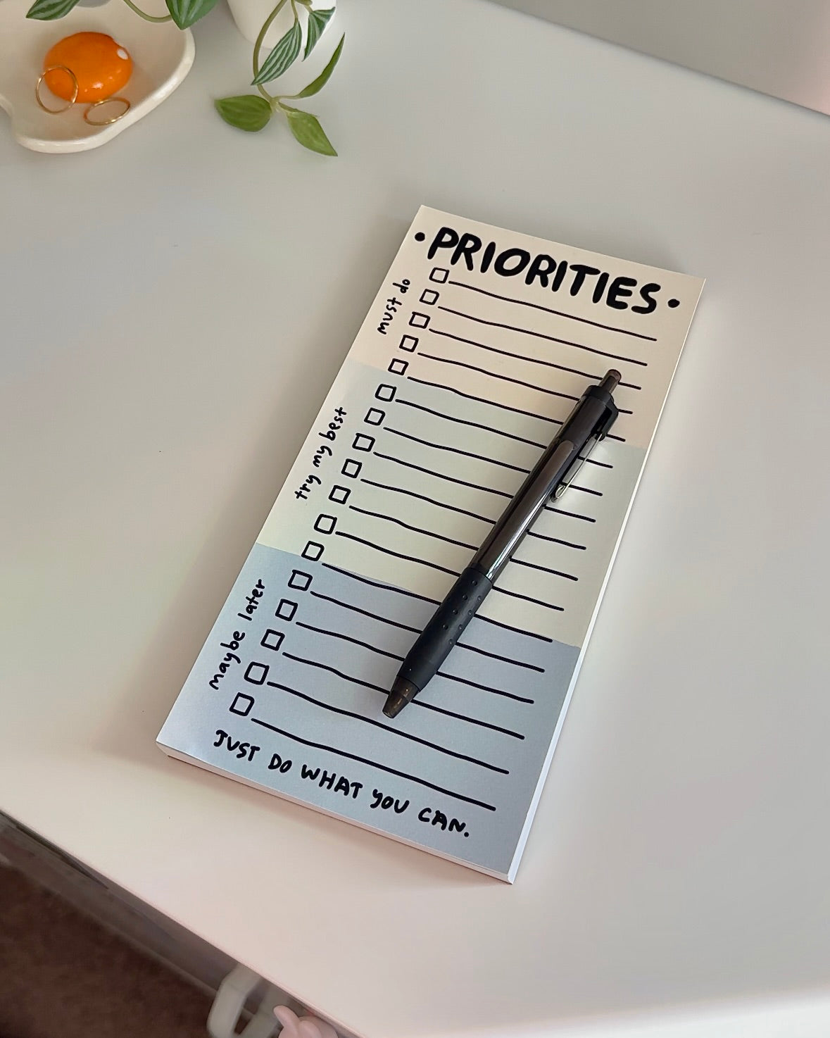 Priorities Magnetic Notepad – Gentle To-Do List Pad for Holiday Planning, Desk, or Fridge