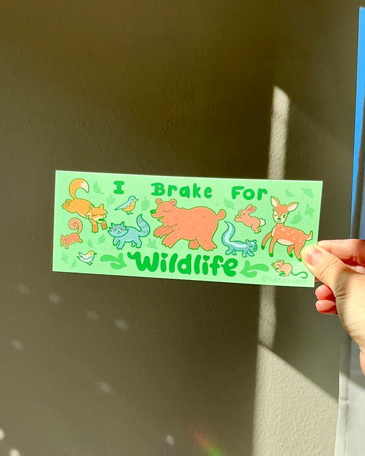 I Brake For Wildlife Forest Vinyl Bumper Sticker