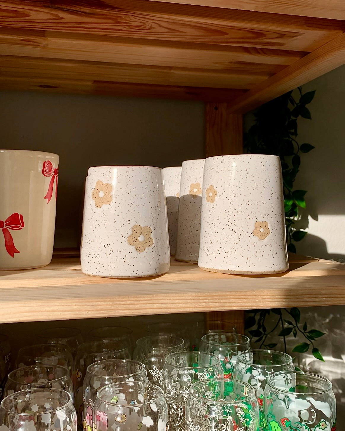 Handmade Ceramic Cup - Flowers (Tall)