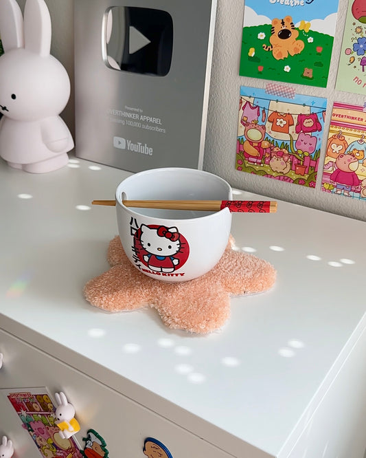 Sanrio Ceramic Ramen Bowl with Chopsticks - Hello Kitty Japanese Logo