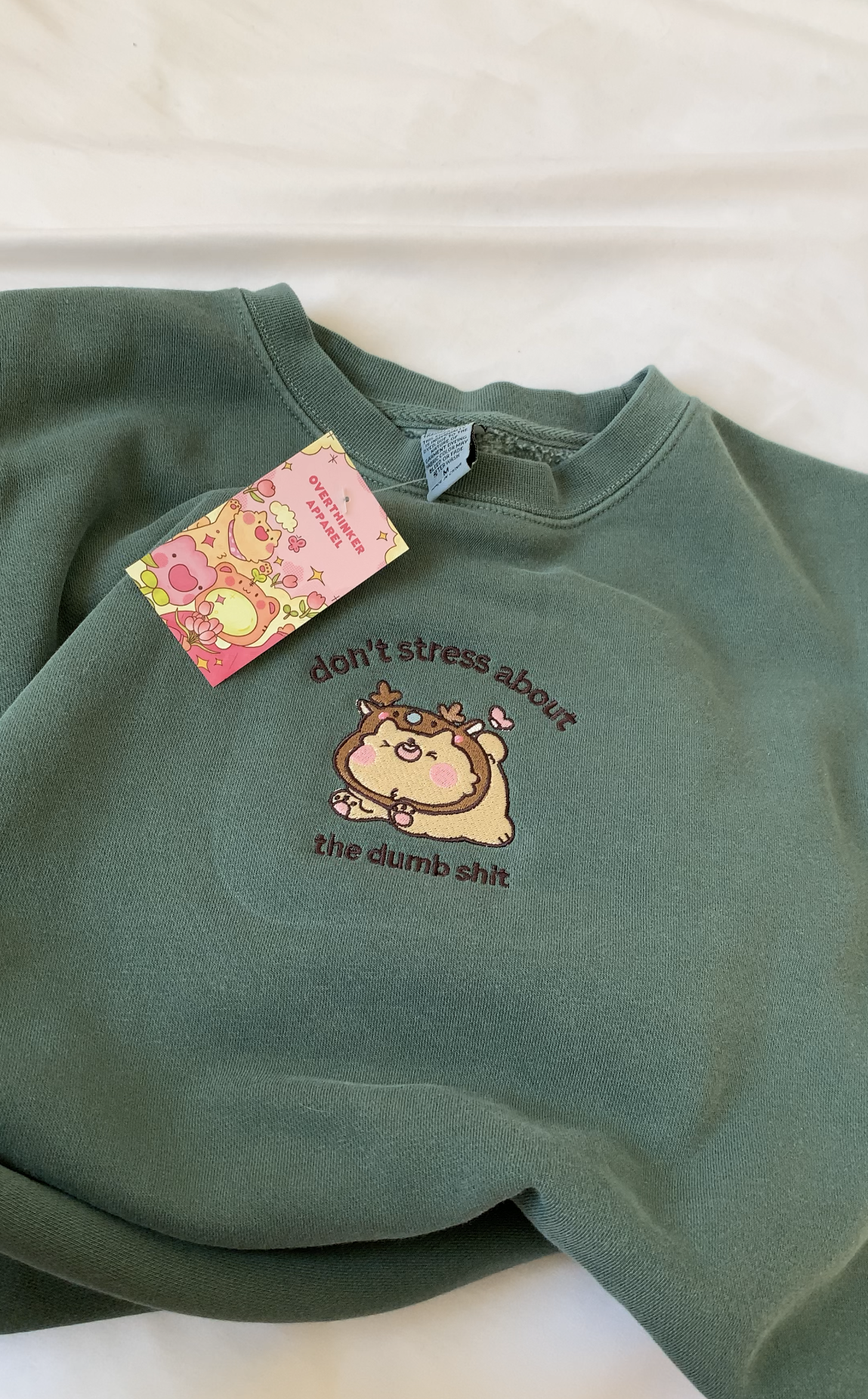 DON'T STRESS ABOUT THE DUMB SH*T Embroidered Crewneck Sweatshirt