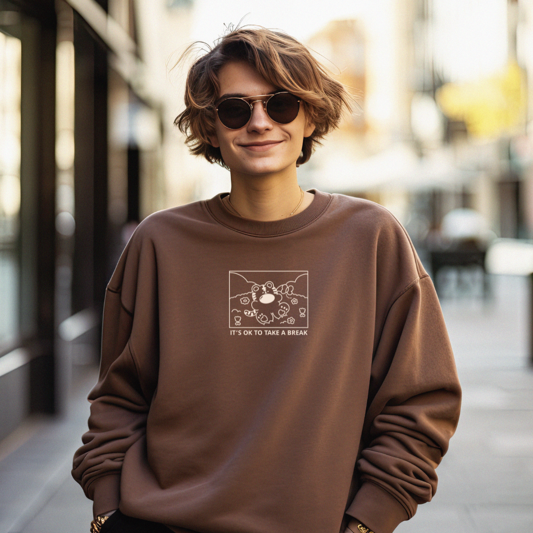 IT'S OK TO TAKE A BREAK Embroidered Crewneck Sweatshirt