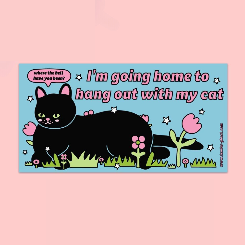 'I'm Going Home to Hang Out with My Cat' Bumper Sticker