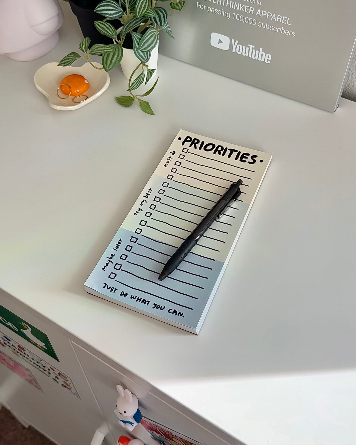 Magnetic to-do list notepad with gentle categories for soft productivity