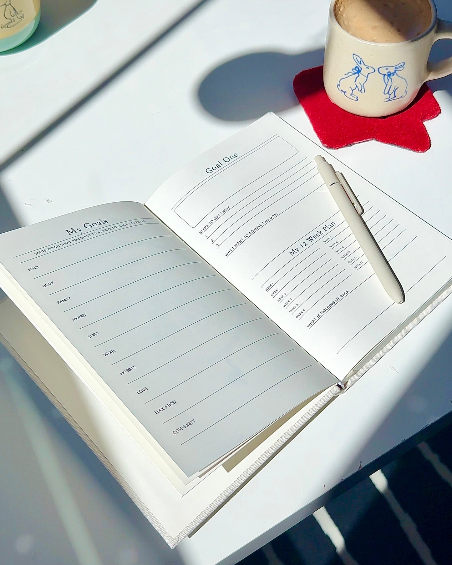 Undated Daily Planner – Linen Hardcover for Summer Reset, Goals & Self-Growth
