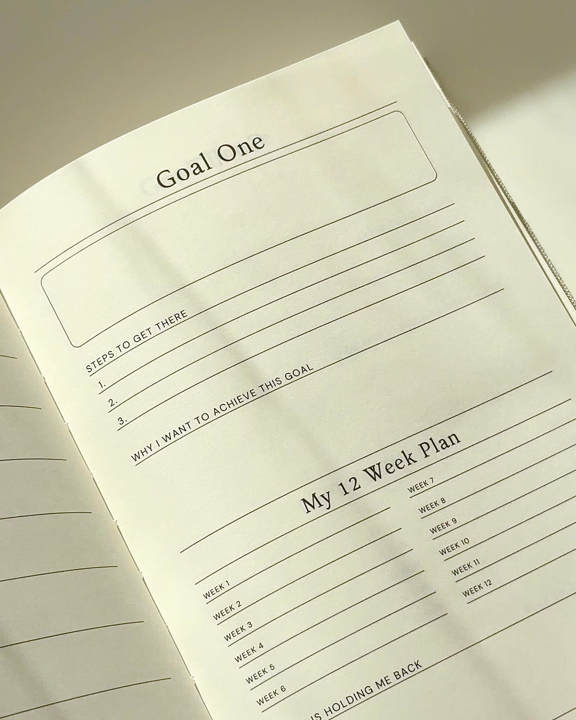 Undated Daily Planner – Minimal Beige Linen Hardcover | Mindful 2025 Productivity & Self-Growth Gift