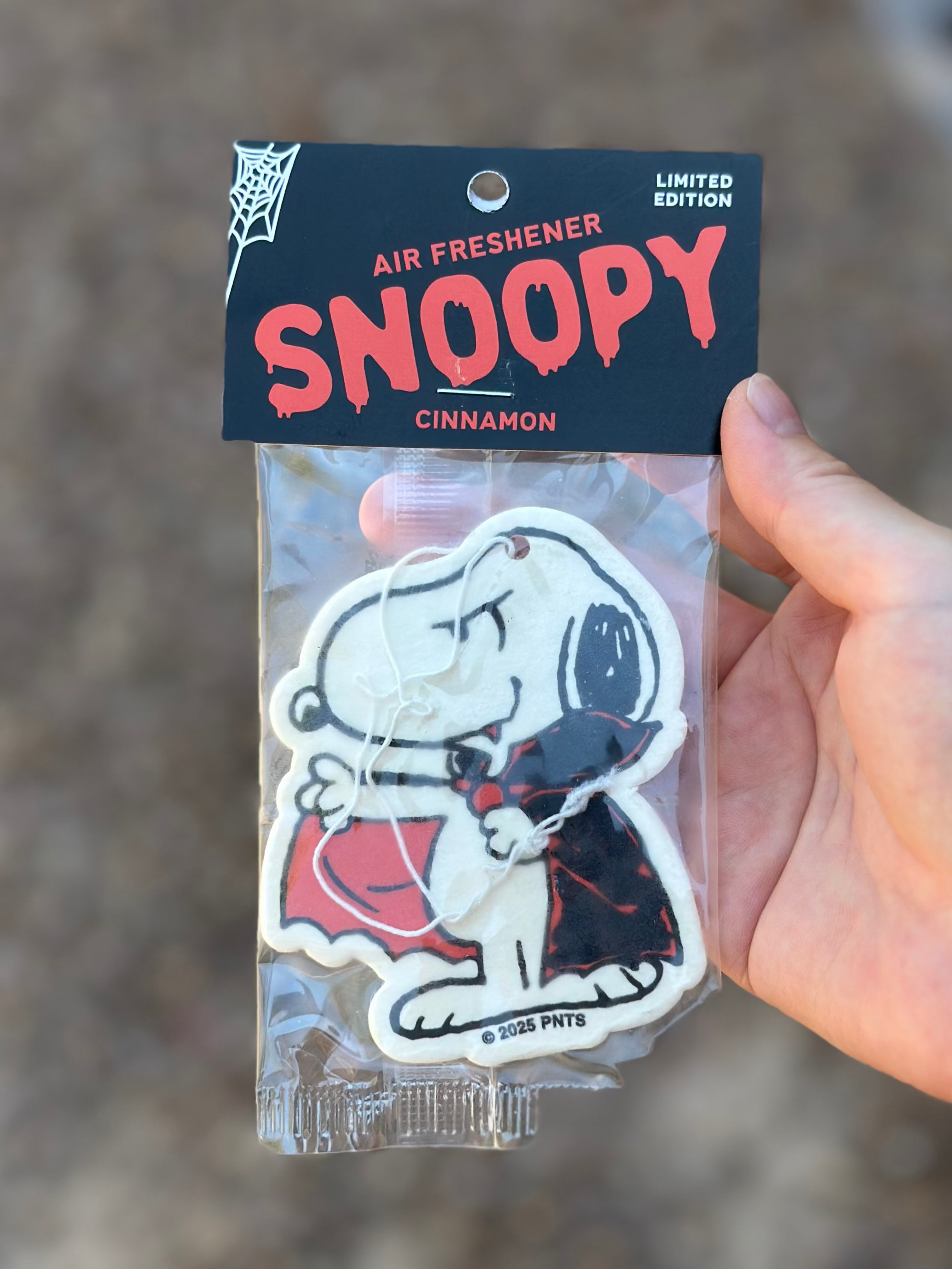 limited edition Snoopy cinnamon air fresheners with a playful vampire design—perfect for Halloween car decor, spooky season gifts, or Peanuts collectors.