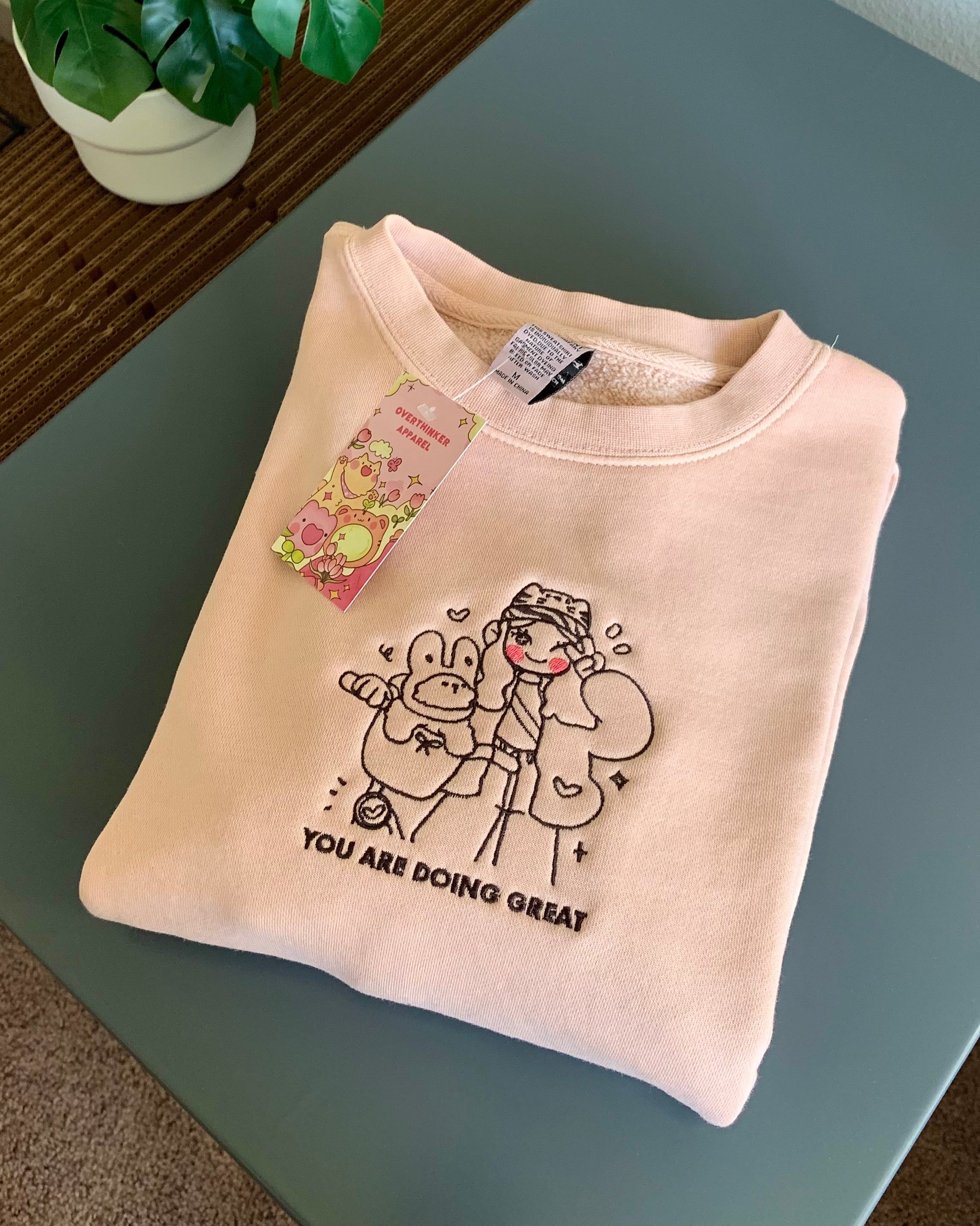 LIFE IS BETTER WITH YOU Embroidery Crewneck Sweatshirt - OVERSIZED