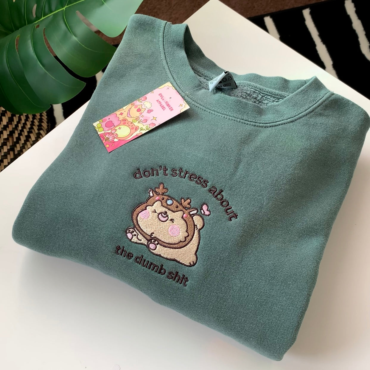 Don’t Stress About the Dumb Sh*t Sweatshirt – Funny Cozy Gift for Friends | Small-Batch Embroidered Crewneck