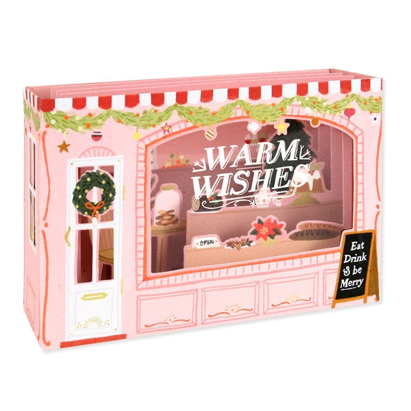 Warm Wishes Christmas Card – Festive Bakery Pop-Up Holiday Greeting