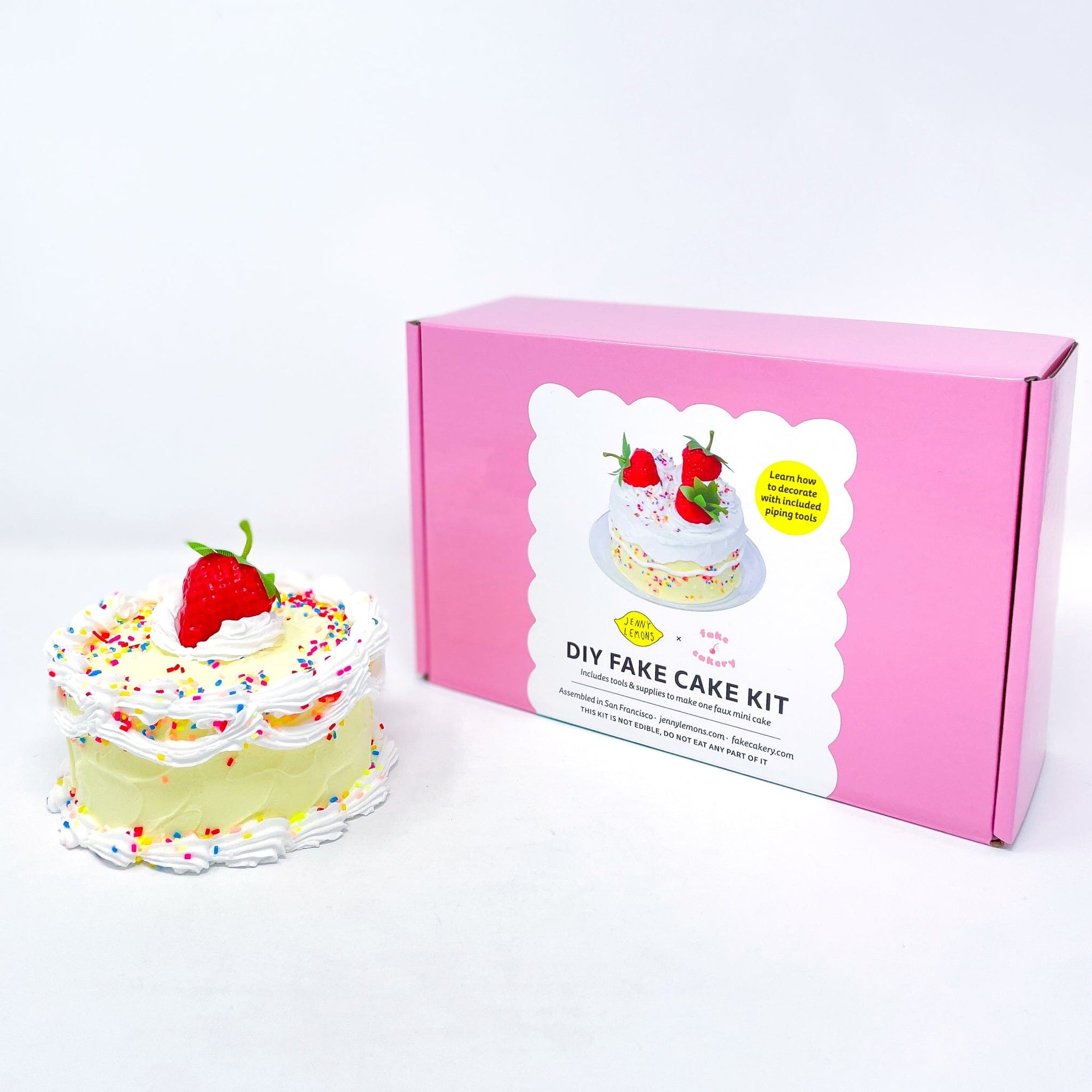 DIY Fake Cake Craft Kit – Strawberry Sprinkle Decor Project for Dorms, Gifts & Shelf Styling