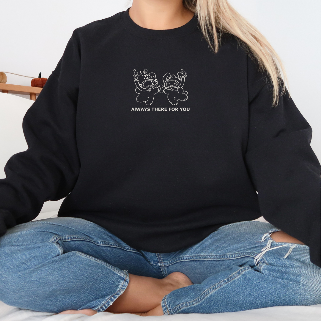 [OOPSIE] Always There for You Embroidered Sweatshirt – Pink Lightweight Crewneck for Friendship & Comfort