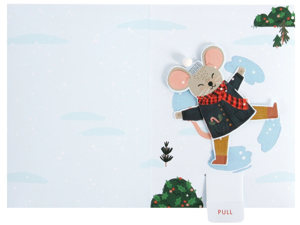 Wholesome Christmas Card – Mouse Snow Angel Pop-Up Holiday Greeting Card