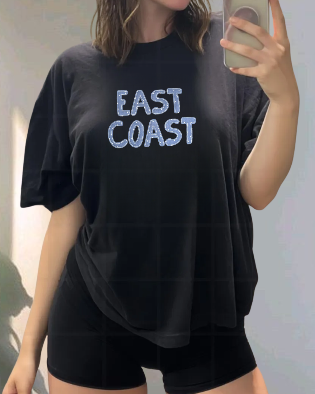 East Coast Embroidered T-Shirt – White Relaxed Fit Cotton Tee