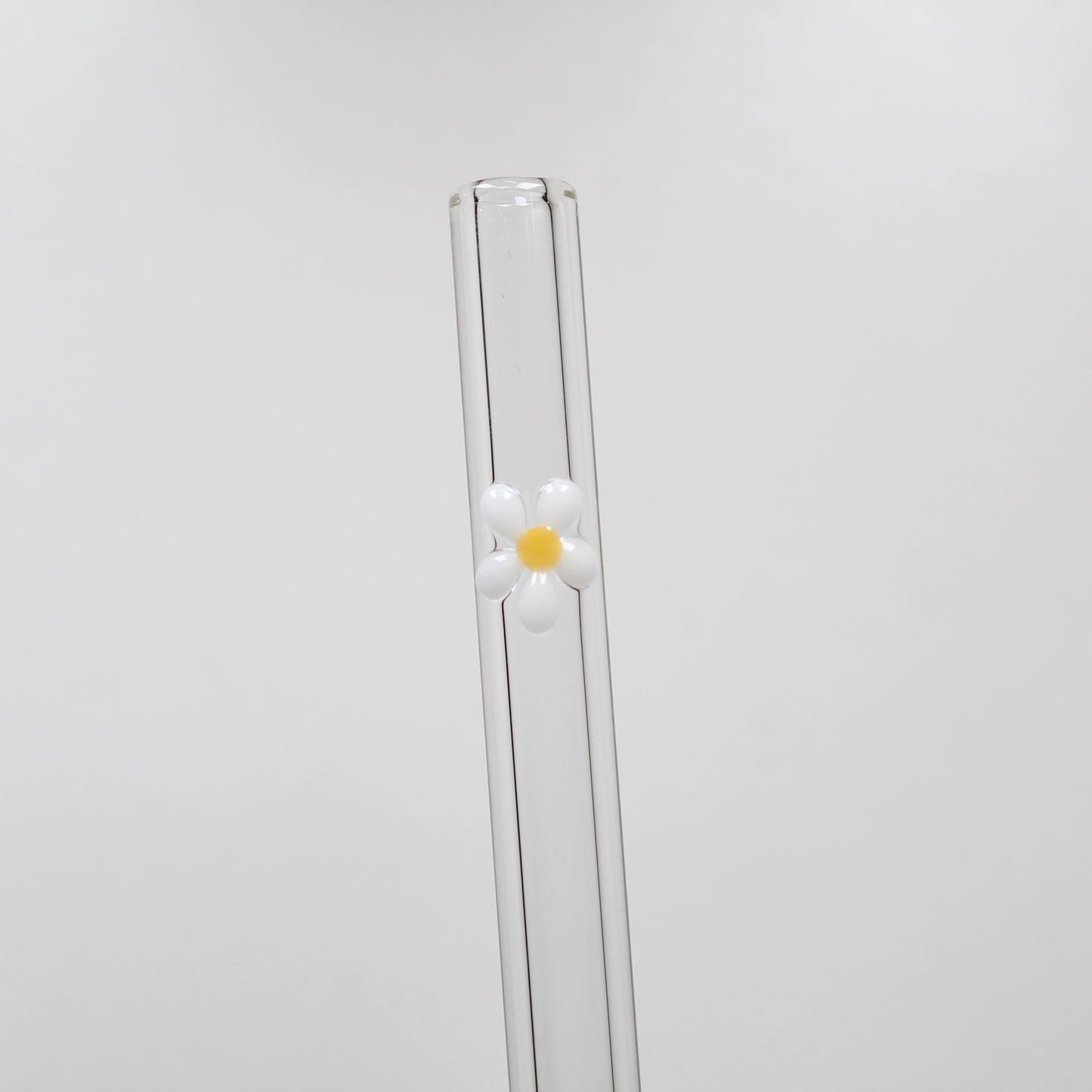 Chunky Smoothie Glass Straw with Cleaning Brush - Daisy Flower