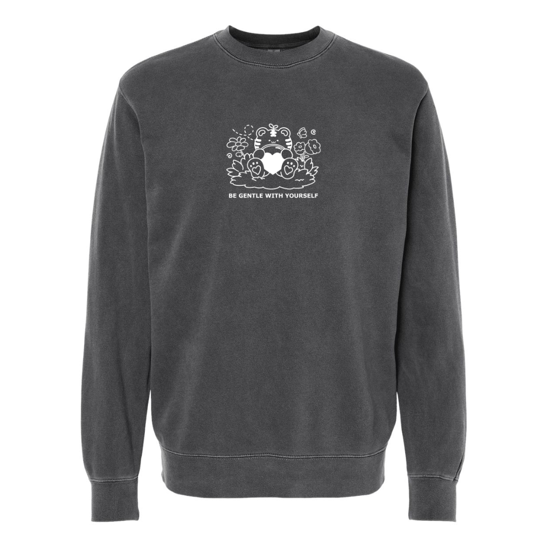 BE GENTLE WITH YOURSELF Embroidered Crewneck Sweatshirt