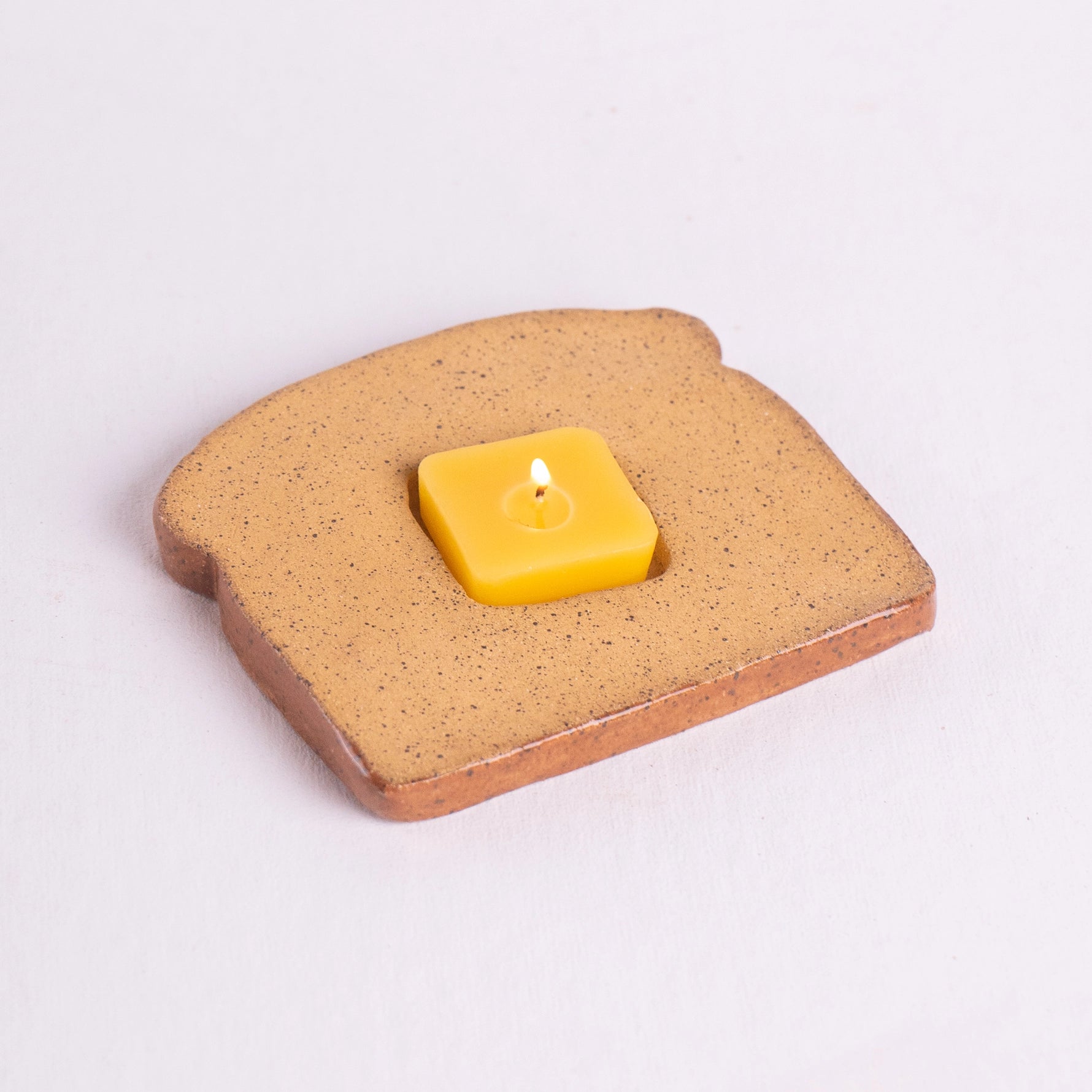 Toast & Butter Candle Holder – Handmade Ceramic Tealight Tray for Dorm Decor & Cozy Gifting