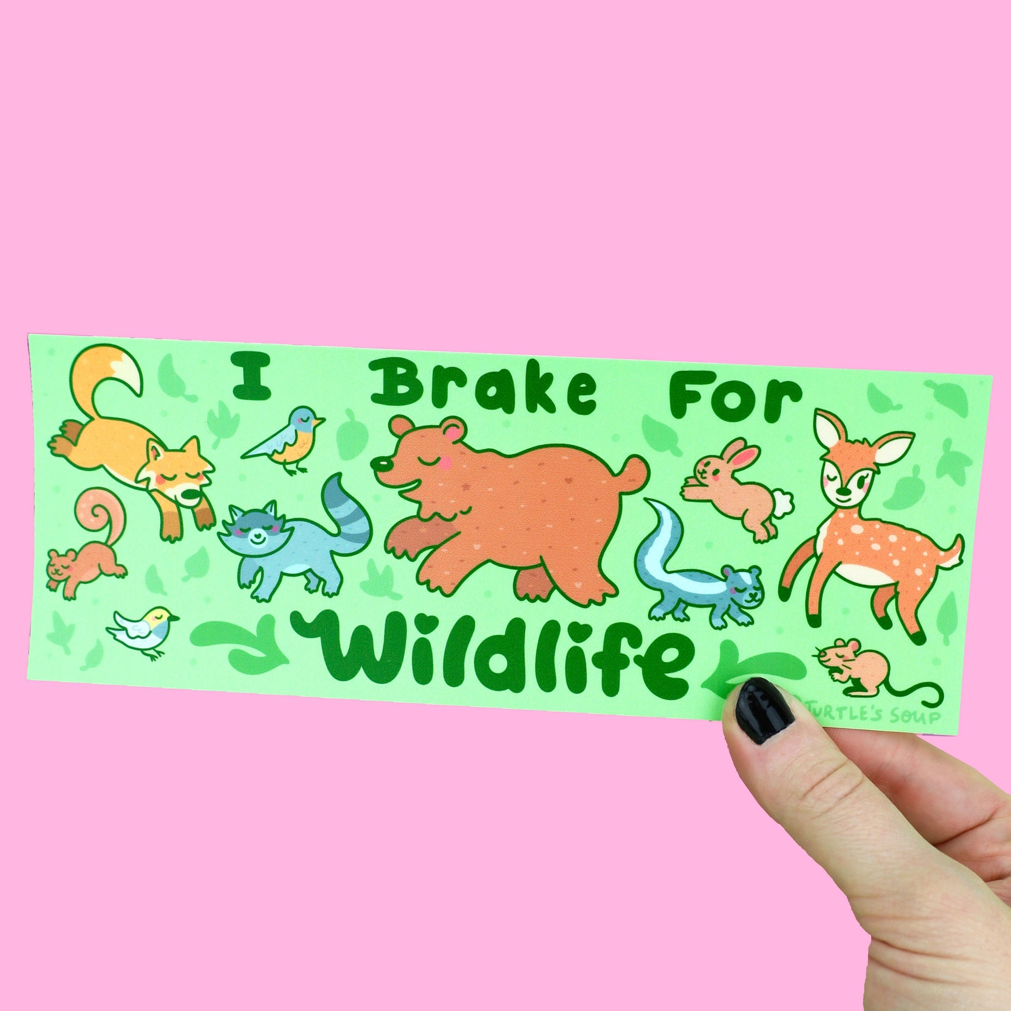 “I Brake for Wildlife” Bumper Sticker – Forest Animal Vinyl Decal for Cars, Coolers & Back-to-School Gear