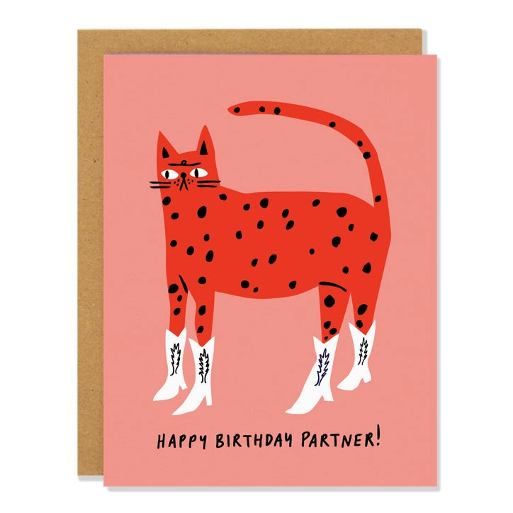 Cowboy Kitty Birthday Card – Funny Cat Birthday Card, Western Greeting Card, Happy Birthday Partner, Cute Card for Cat Lovers & Outlaws