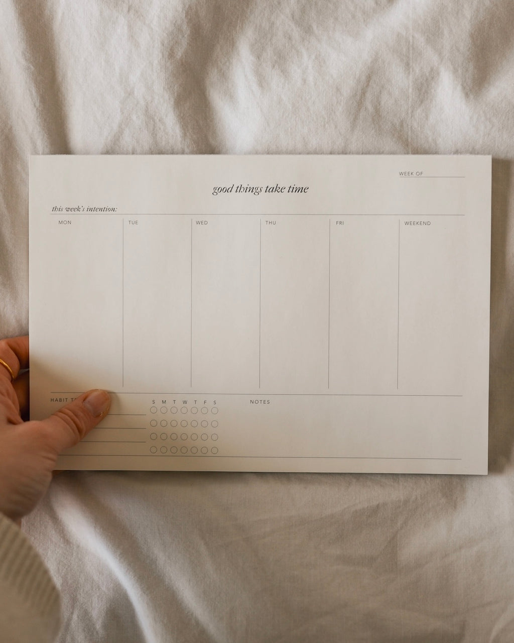 “Good Things Take Time” Weekly Planner Notepad – Habit Tracker for Summer Routines & Gentle Productivity
