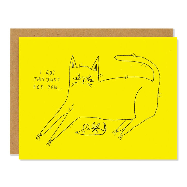 Funny Cat Card – I Got This Just for You – Sarcastic Cat Greeting Card, Just Because Card, Birthday Card for Cat Lovers, Quirky Stationery Gift