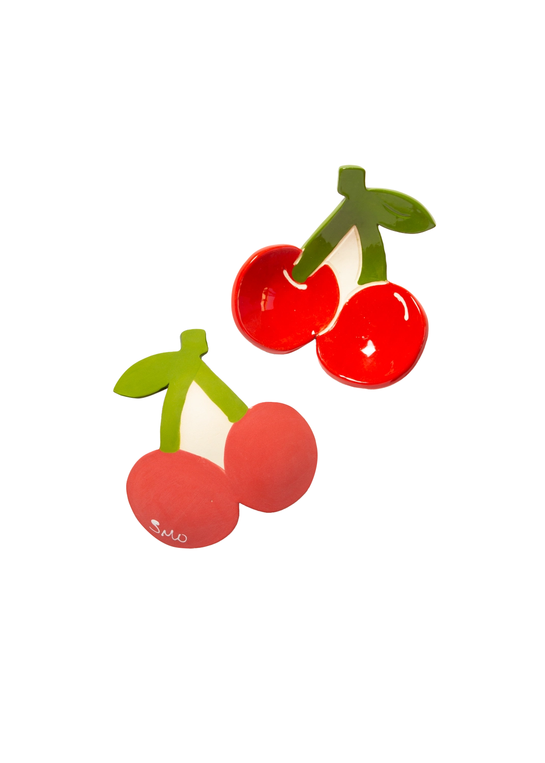 Cherry Ceramic Trinket Dish – Handmade Fruit Dorm Desk Tray & Spoon Rest