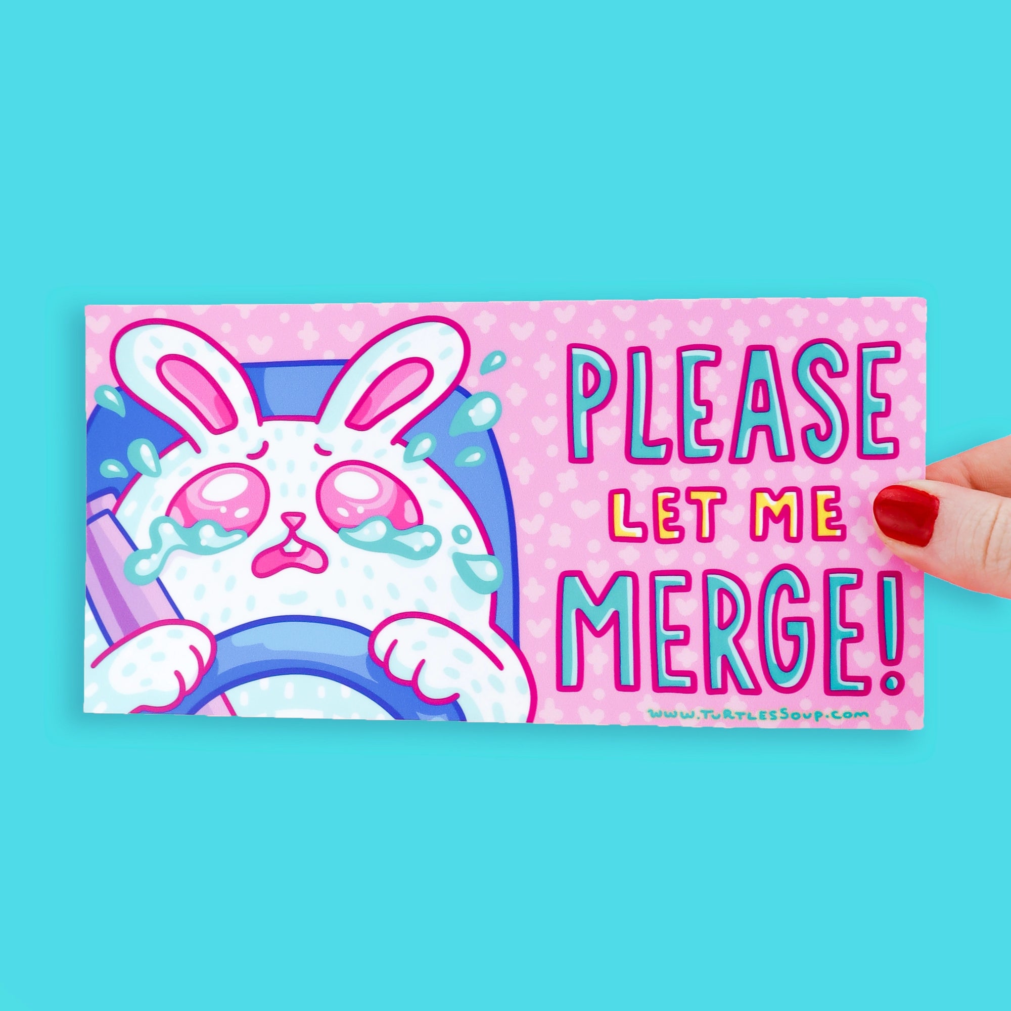 Please Let Me Merge Funny Bunny Sticker – Cute Car Decal for New Drivers & Students