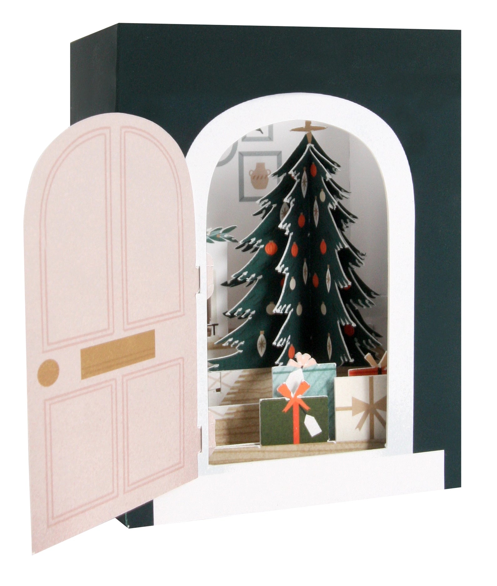 Cozy Room Christmas Card – 3D Pop-Up Holiday Greeting with Gold Foil