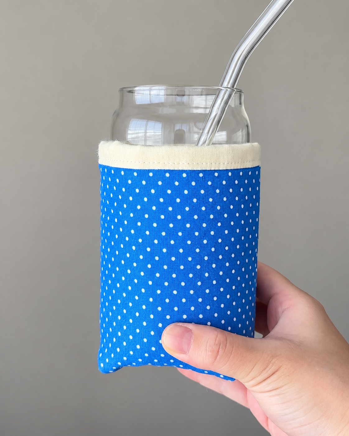 Cobalt Pop Dot Iced Coffee Cozy
