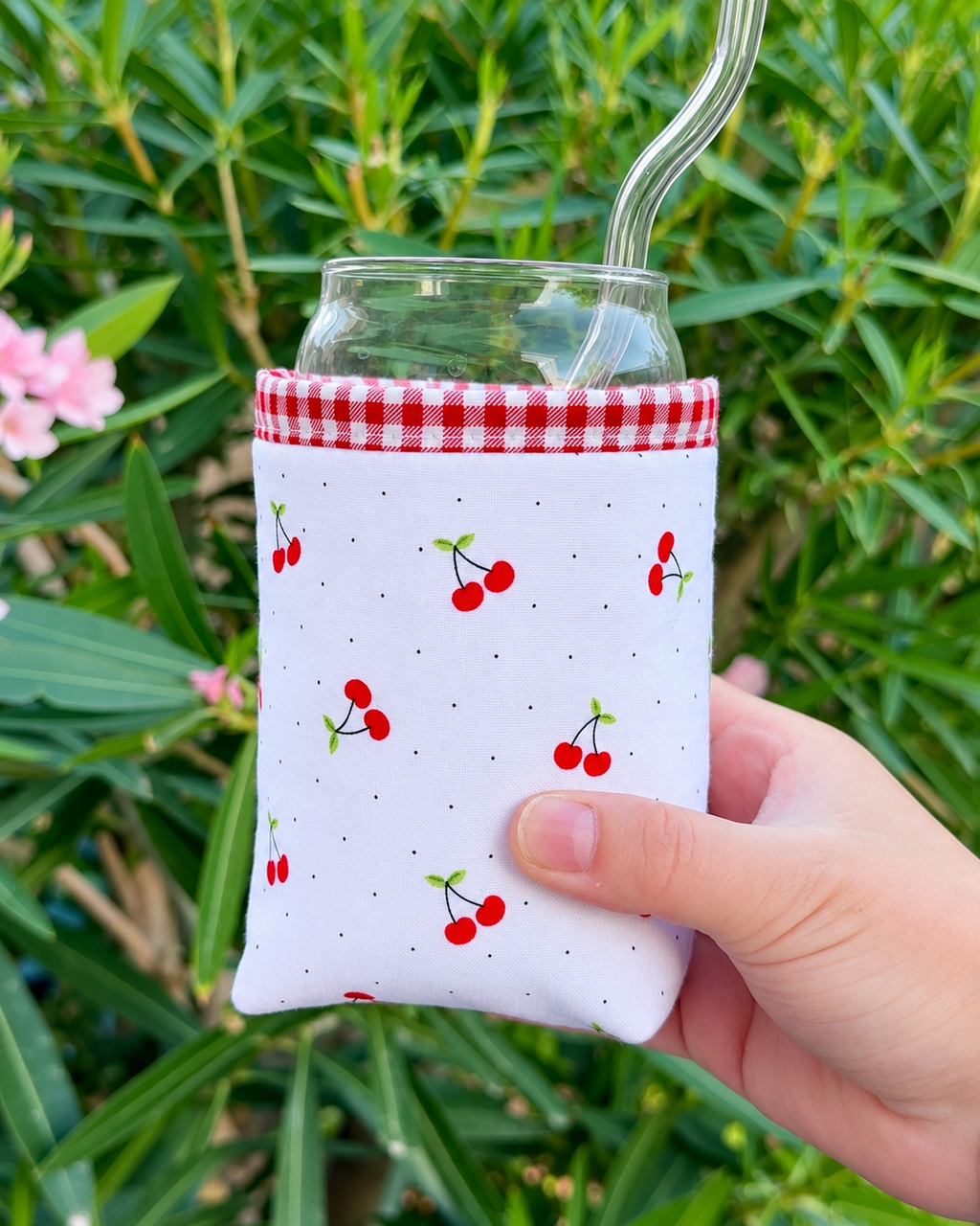Tiny Red Cherries Iced Coffee Cozy