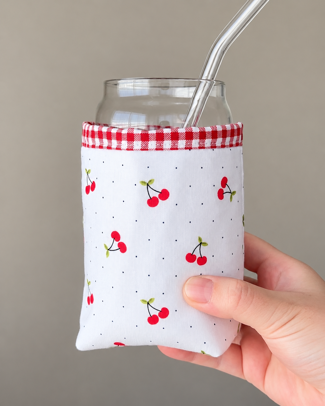 Tiny Red Cherries Iced Coffee Cozy
