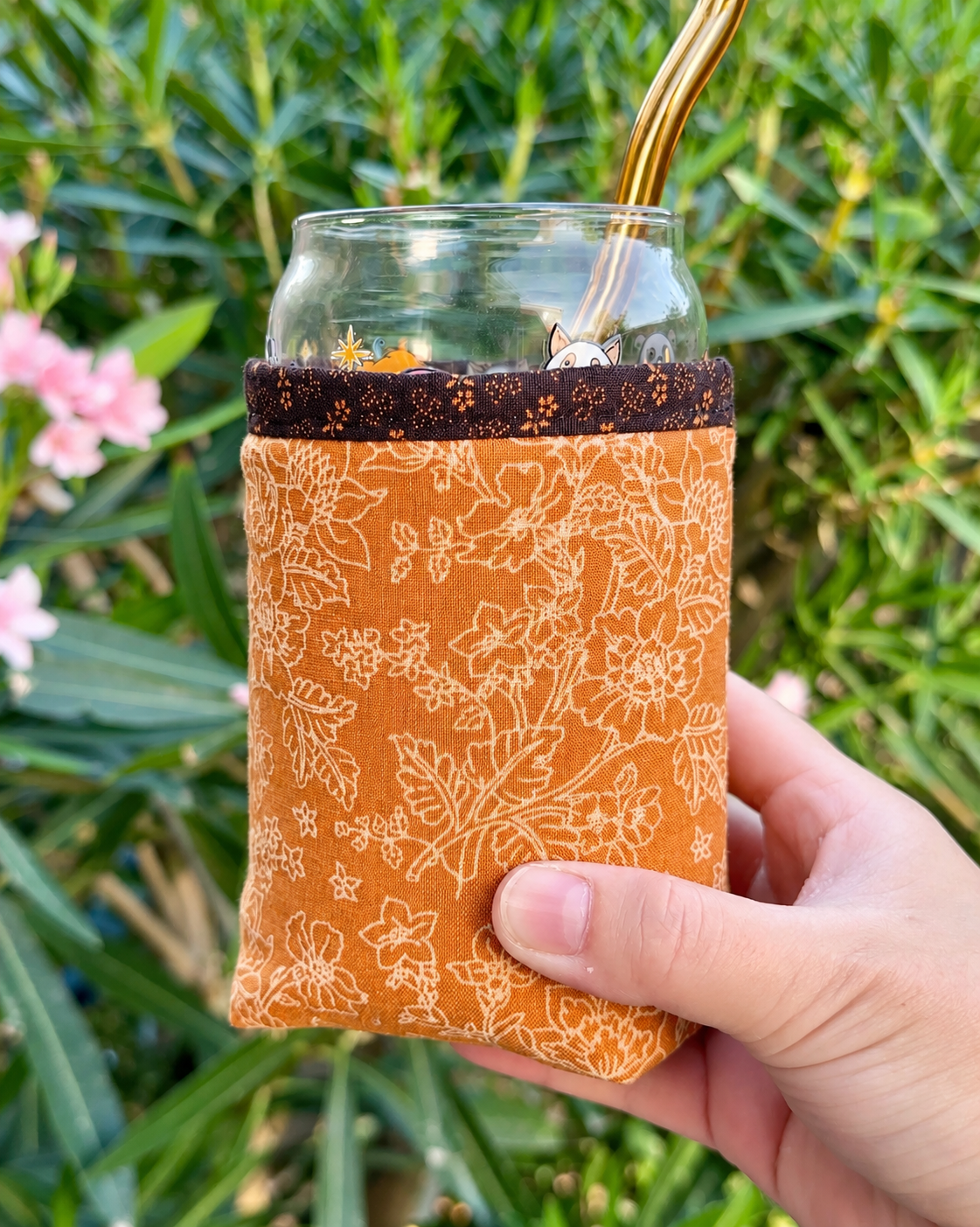 Spiced Harvest Bloom Iced Coffee Cozy