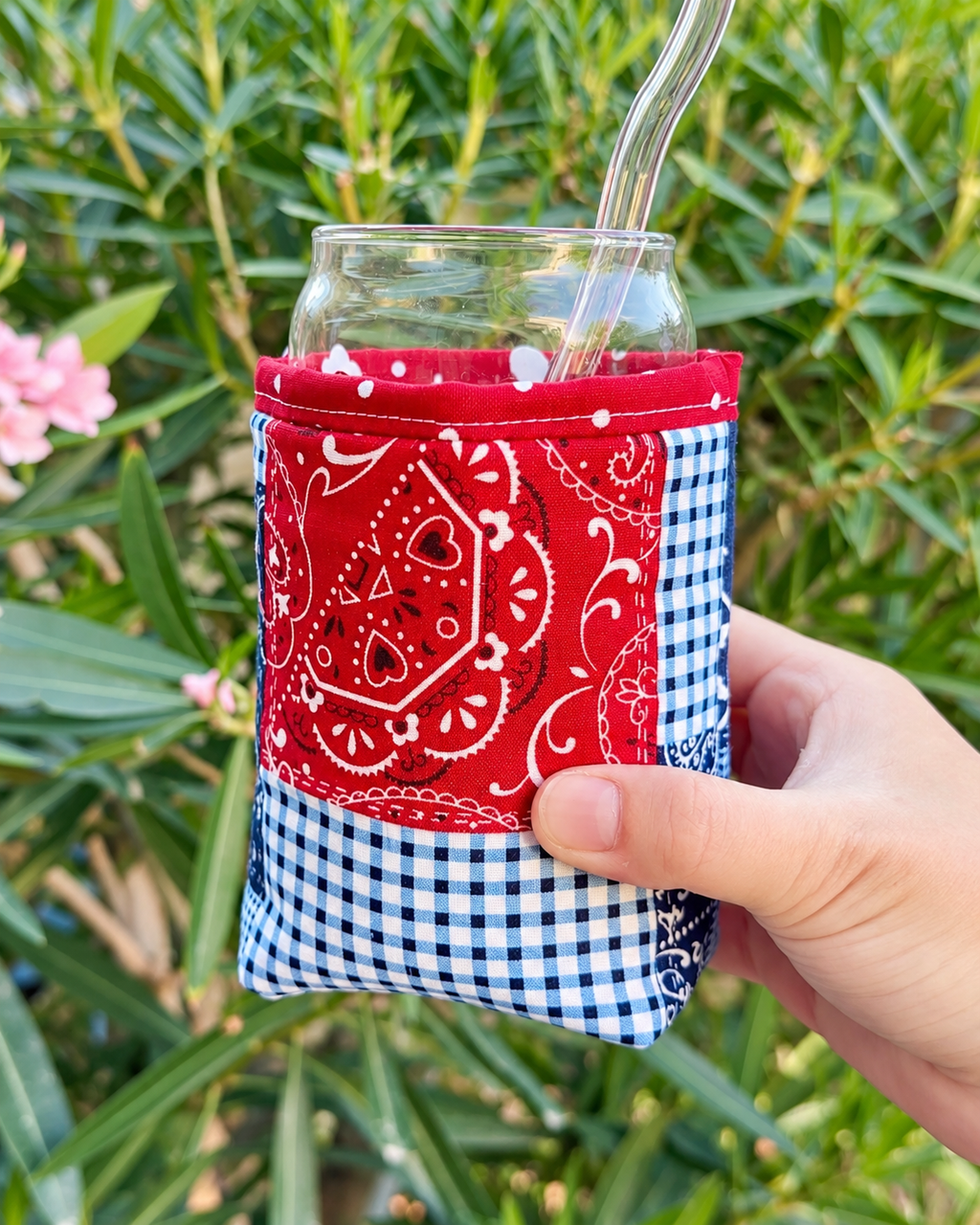 Americana Bandana Patchwork Iced Coffee Cozy