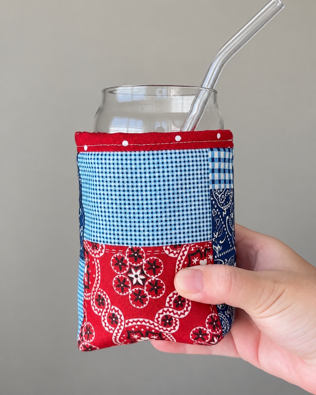 Americana Bandana Patchwork Iced Coffee Cozy