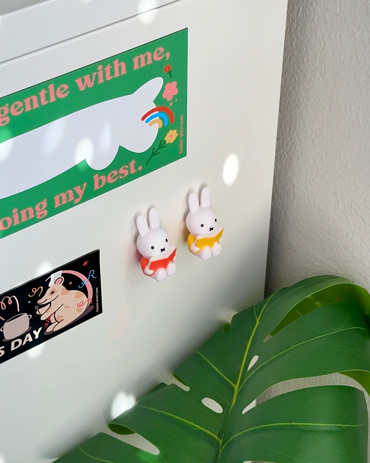 Miffy Reading Magnets – Set of 4 Cute Fridge or Locker Decor | Kawaii Dorm Accessories, Teacher Gift Idea