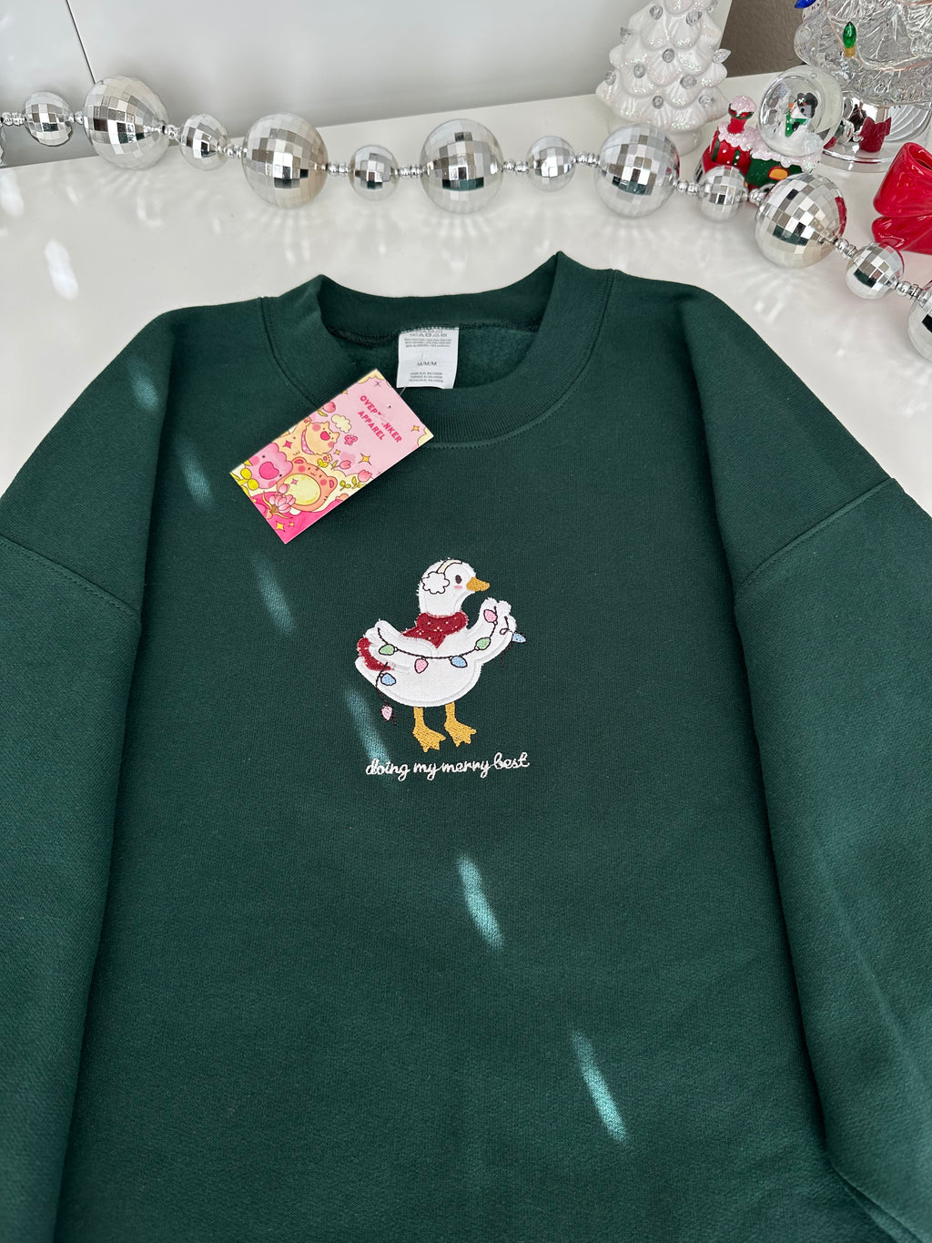 Silly Goose “Doing My Merry Best” Oversized Christmas Sweatshirt – Forest Green Cozy Holiday Gift