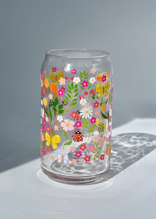 16 oz 'Floral Garden' Glass Can