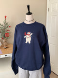 Merry Polar Bear Embroidered Christmas Sweatshirt | Cozy Oversized Holiday Crewneck
