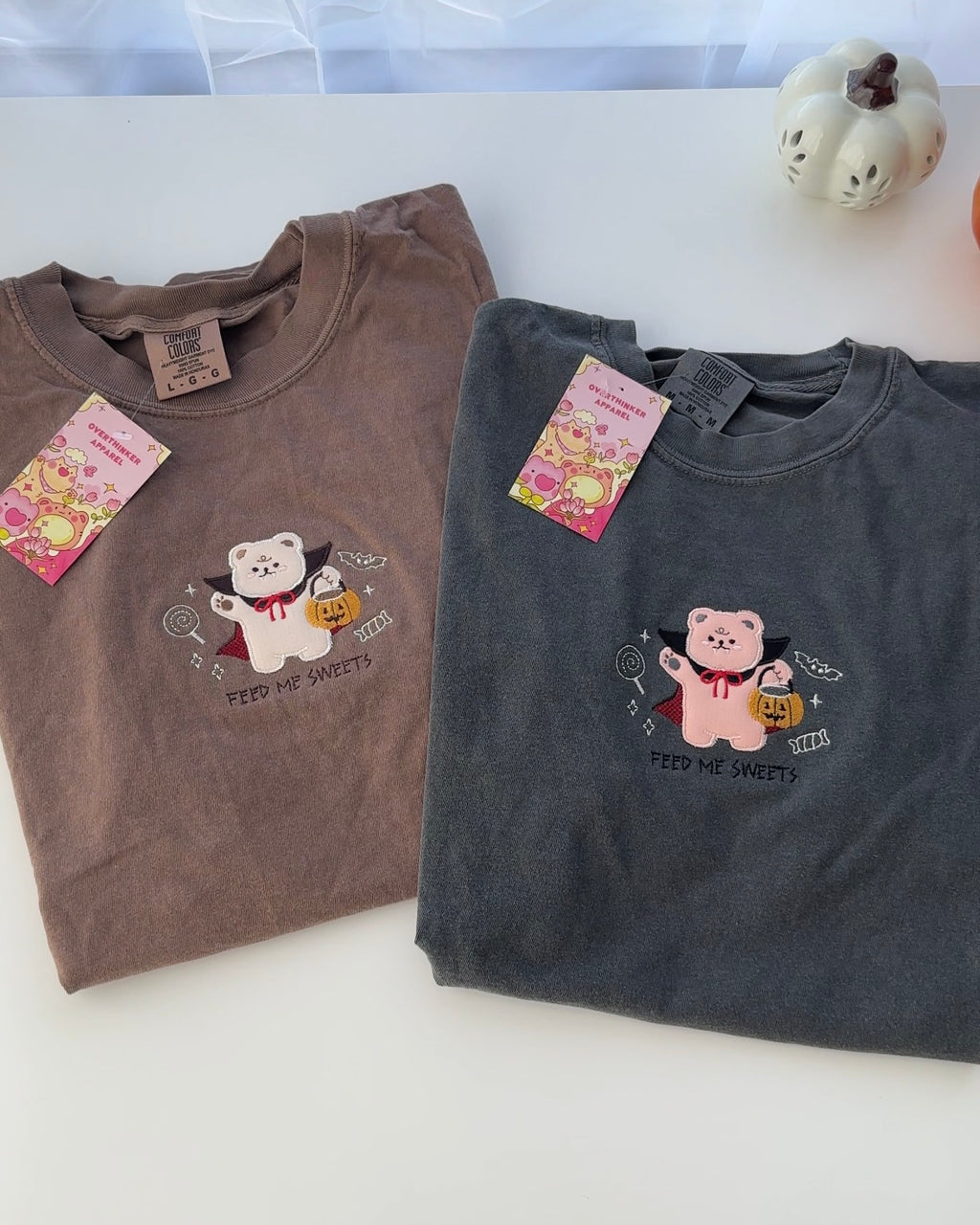 Vampire Bear 'Feed Me Sweets' Patchwork Tee — Pepper Relaxed Fit 100% Cotton T-Shirt