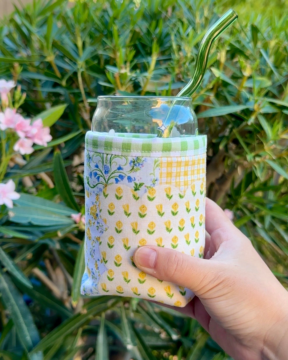 Sunny Garden Patchwork Iced Coffee Cozy