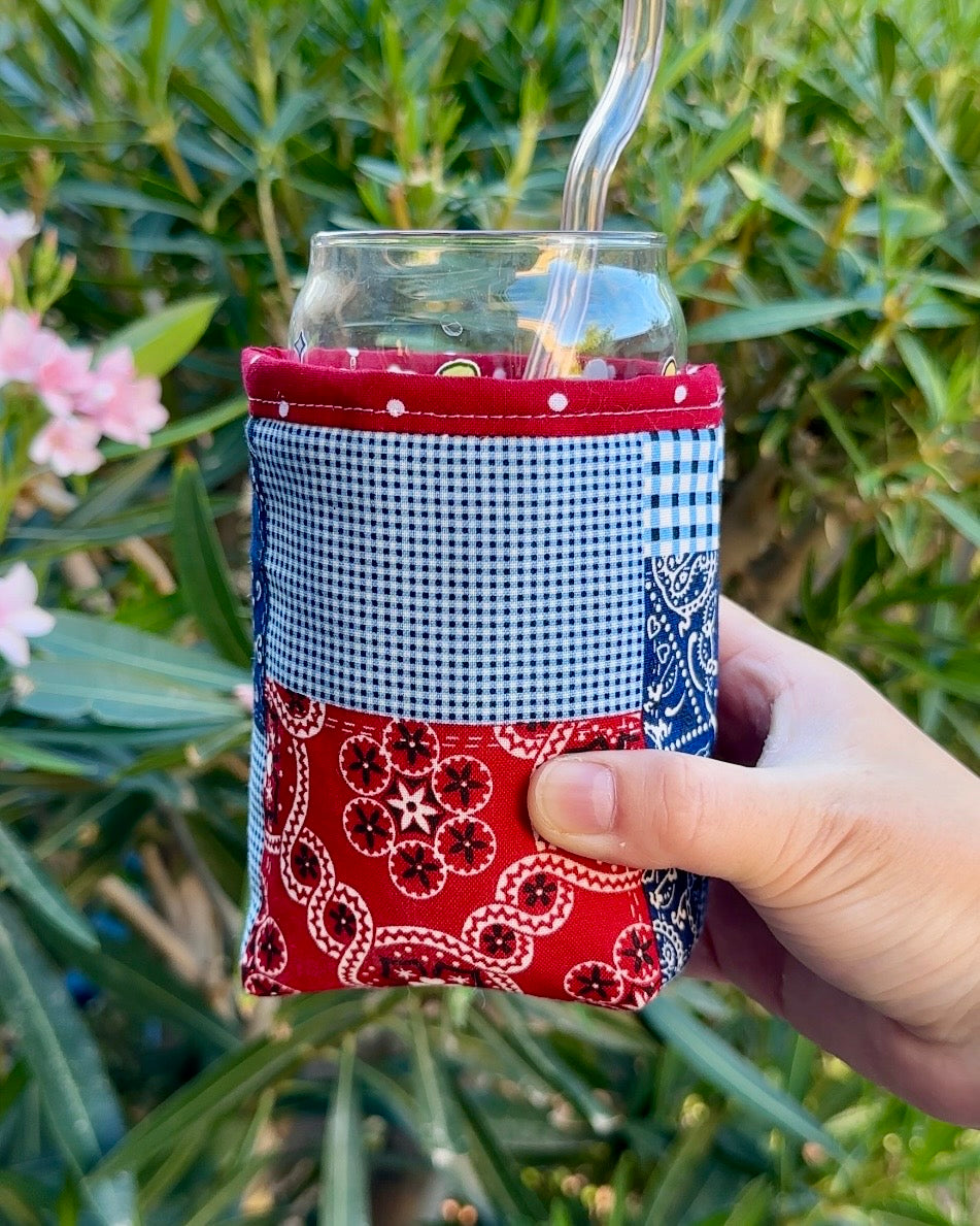 Americana Bandana Patchwork Iced Coffee Cozy