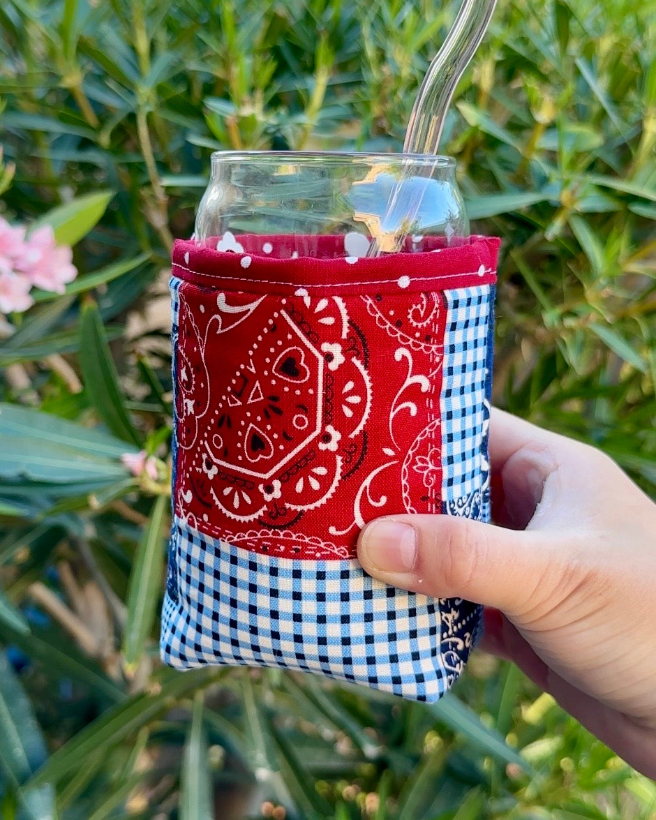 Americana Bandana Patchwork Iced Coffee Cozy