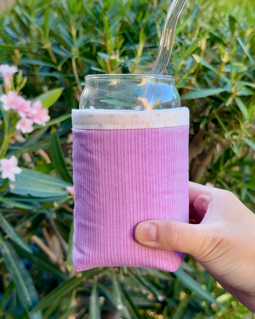 Lilac Pinstripe Iced Coffee Cozy
