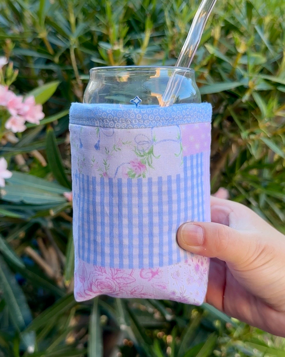 Cottage Rose Patchwork Iced Coffee Cozy